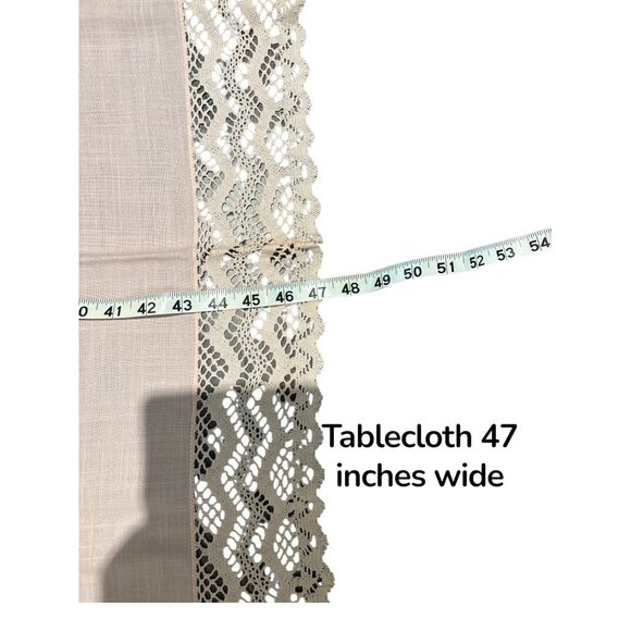 Pink Tablecloth Set With Lace Trim Includes 5 Napkins & 4 Small Napkins 47" x 65 - Picture 3 of 16